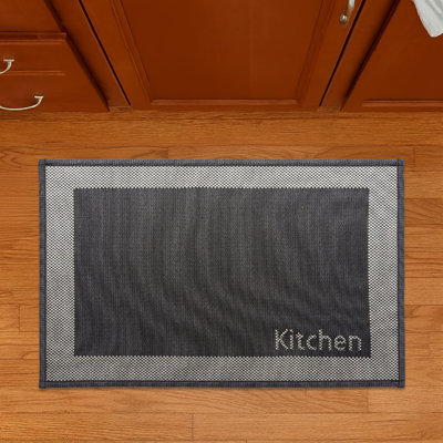 Two-Tone Black Kitchen Mat 20x32