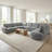 Upholstered Two-color Chenille 7-piece Large Corner Sectional, Slope-Armrest & Curved Chaise-1602861455