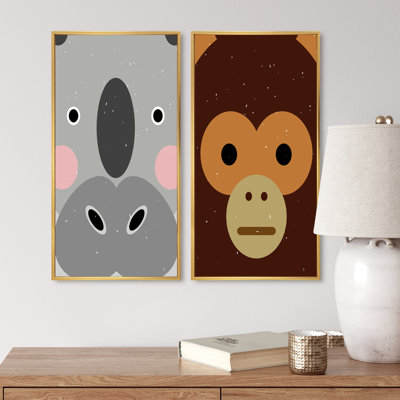 «Vintage Abstract Wildlife for Children II», ensemble de 2 impressions