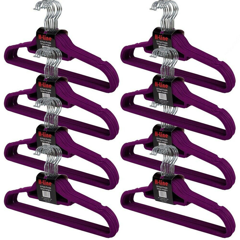Velvet Standard Hanger for Dress/Shirt/Sweater, Purple