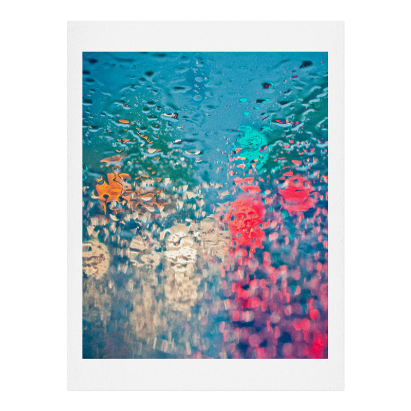 Impression d’art graphique sur papier « rain impression » par bird veut sifflet, H 14 po x l 11 po