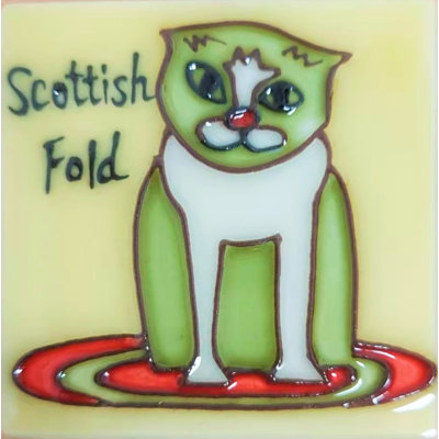 Conwell Scottish Fold Ceramic Cat Art Tile Magnet