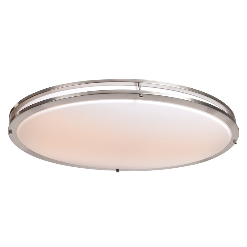 Penning Acrylic Flush Mount, Brushed Steel, 5" H x 18" W x 32" D