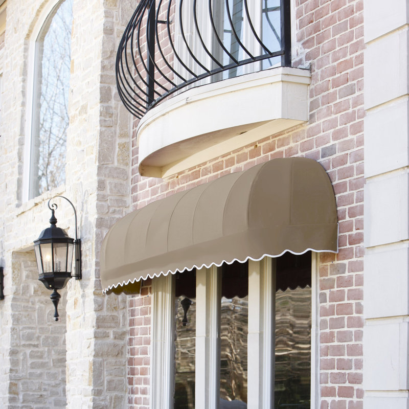 Awntech Chicago Acrylic Fabric Fixed Awning, Linen, 31" H x 76.5" W x 24" D