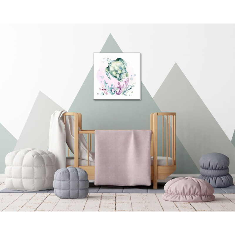 Tortue2, art mural sur toile, Sans cadre, H 24 po x l 24 po