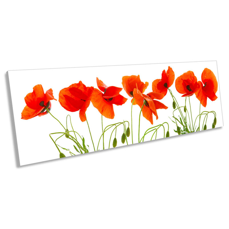 Red Poppies Floral Flowers - Wrapped Canvas Panoramic Print, 60.96cm H x 182.88cm W x 4cm D