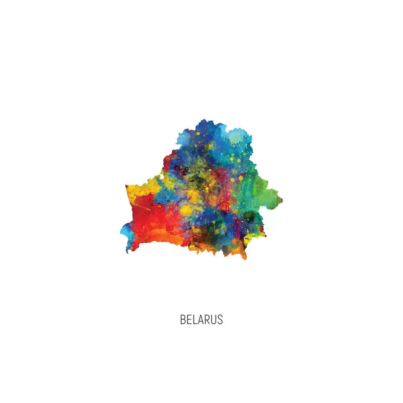 «Biélorussie carte» par Michael Tompsett, impression sur toile tendue, H 18 po x l 12 po x P 1,5 po