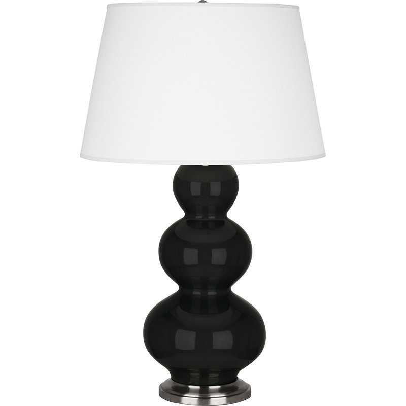 Lampe de table en verre et métal, Obsidienne / argent