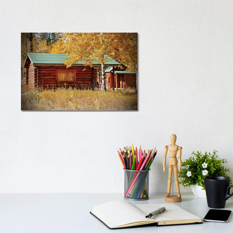 Log Cabin In The Woods by Susan Vizvary - Wrapped Canvas Print, 20.32 cm H x 30.48 cm W