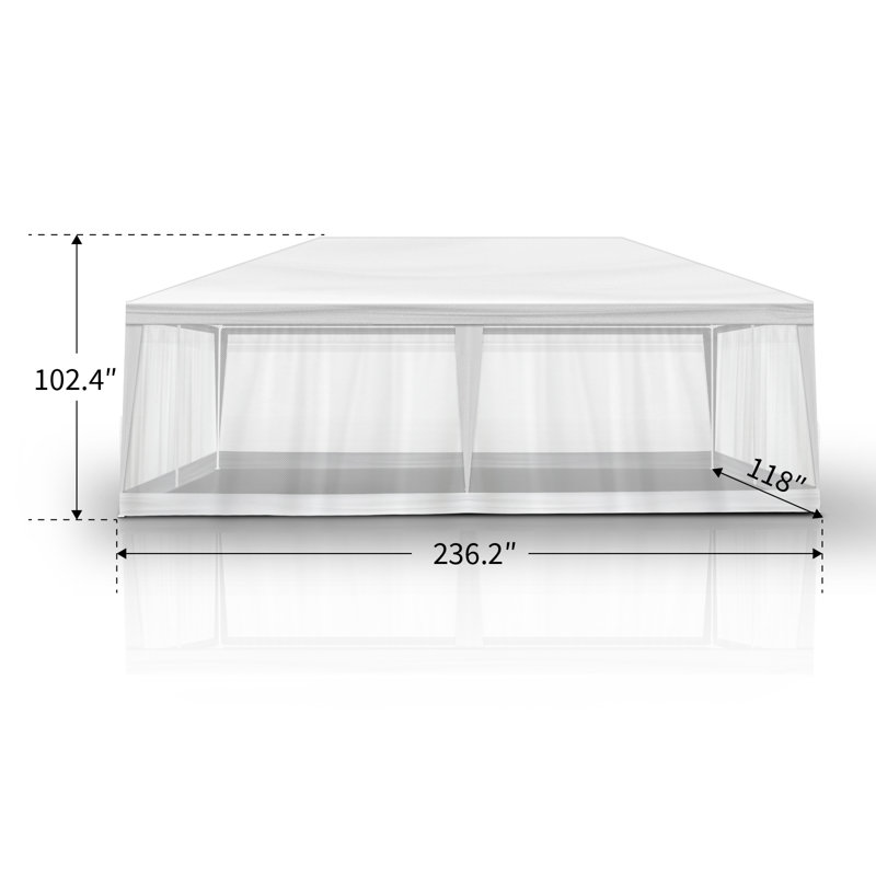 10 pi. X 20 pi Tente de fête blanche avec murs en filet, L 10 pi x P 20 pi