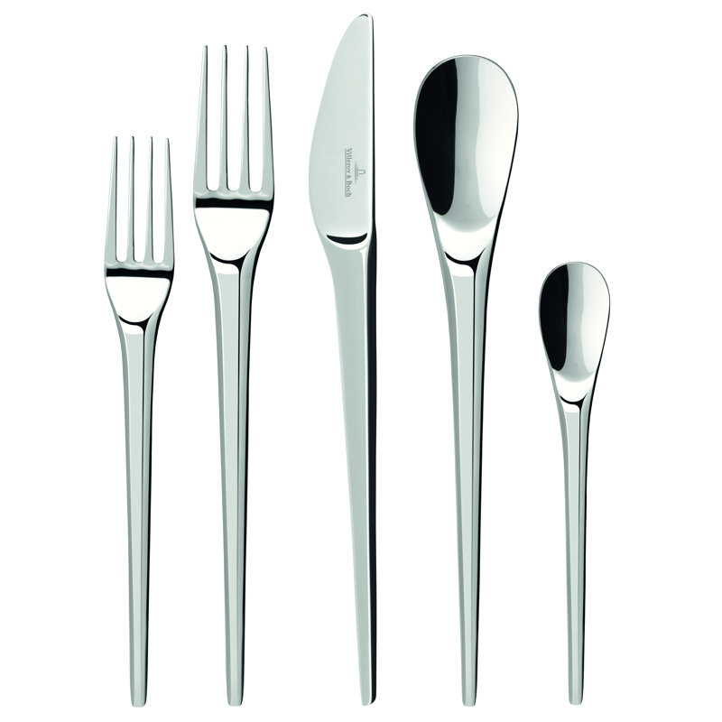 Newmoon 5 Piece Stainless Steel Flatware Set, Service for 1