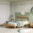 Solid Wood Full Bed Frame with Wavy Headboard, No Box Spring Needed, Bamboo&Metal-108620992-126376343