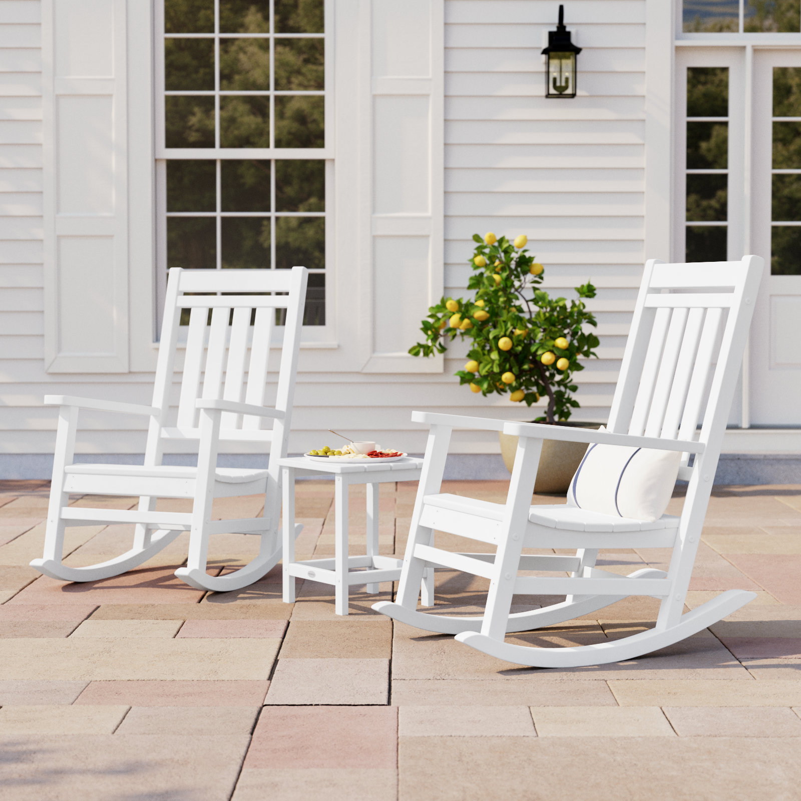 POLYWOOD® Rocker 2-Person Patio Seating Group, White