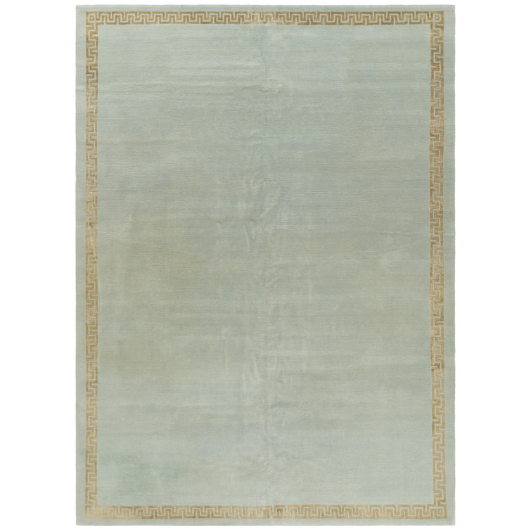Nepalese Hand-Knotted Aqua/Gold Area Rug