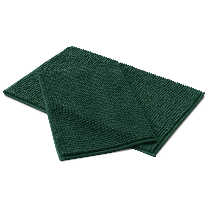 Ensemble de tapis pour salle de bain ultra doux en microfibre absorbante, L 32 po x l 20 po, ensemble de 2, Vert forêt