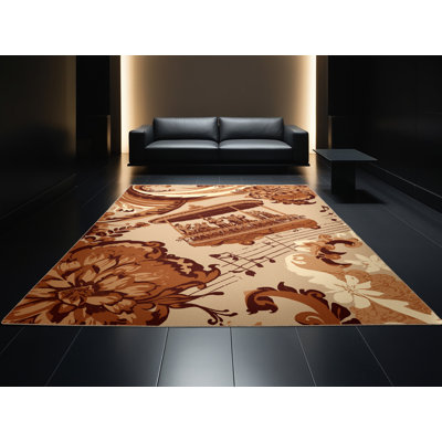 Tapis damassé classique à bande flottante Orfelinda