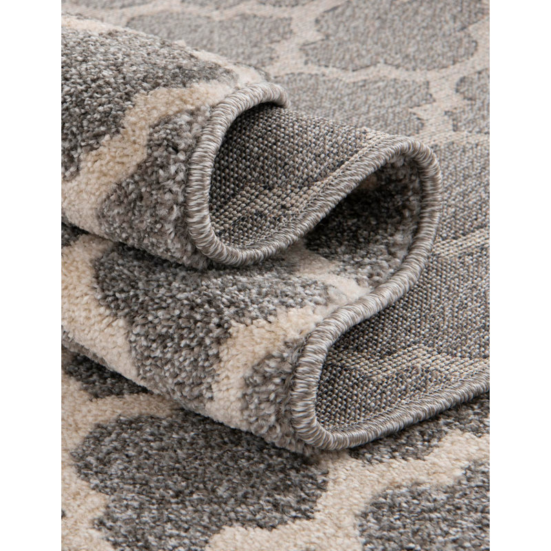 Molly Power Loom Dark Gray/Ivory Rug, Half Circle 2'2" x 3'7"