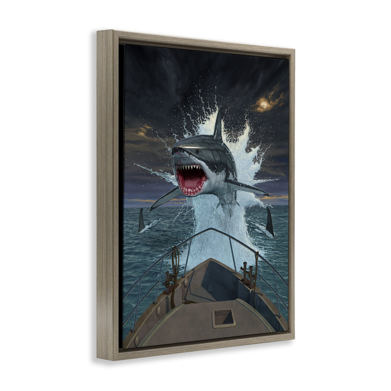 Fish Out Of Water Shark Floating Frame, design by Vincent Hie, Montalcino Elm Floater Frame, 31" H x 25" W