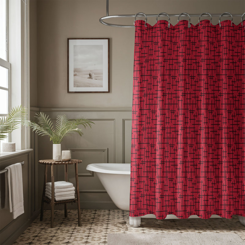 Rouge écarlate - Rideau de douche Premium, H 74 po x l 71 po