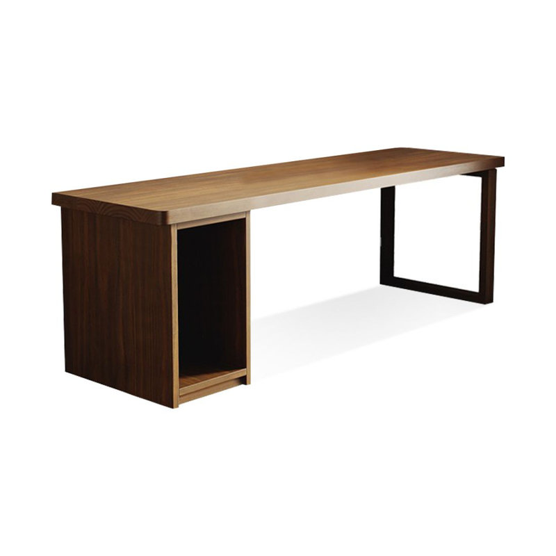 Dark Walnut Rectangular Solid Wood Writing desk, 29.53" H x 86.61" W x 27.56" W