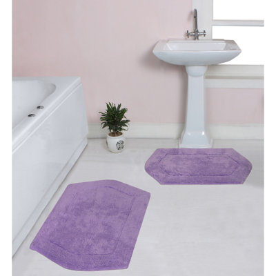 Morissette 100% Cotton Bath Rug, Non-slip, Absorbent, Machine Washable, Quick Dry 2 PCs set (21x34 / 24x40)