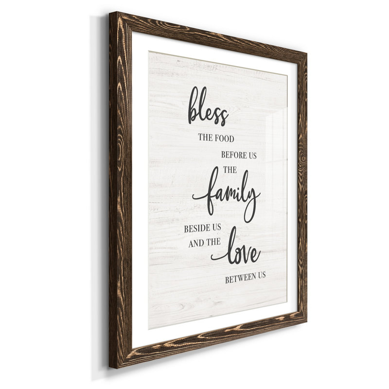 «Bless Family Love», reproduction d'art textuel sur papier encadré, H 37,5 po x l 27,5 po x P 1,5 po, Noyer