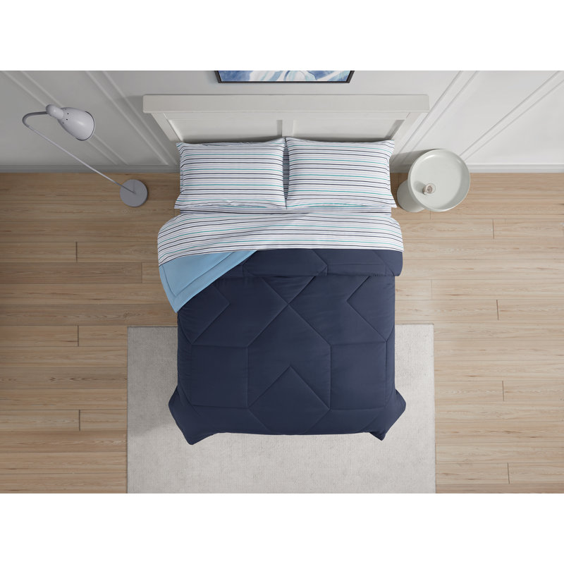 Cooling Technology 5-Piece Bed in a Bag, Blue, Twin Extra Long Comforter + 4 Additional Pieces