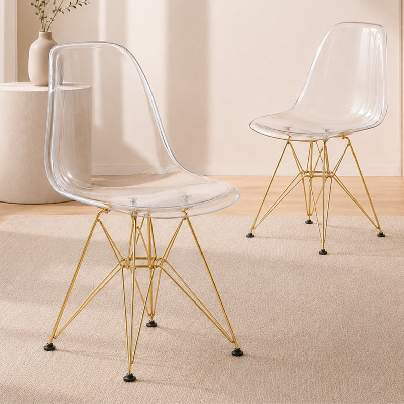 Chaise de salle à manger Northfleet, Transparent, Ensemble de 2, Doré