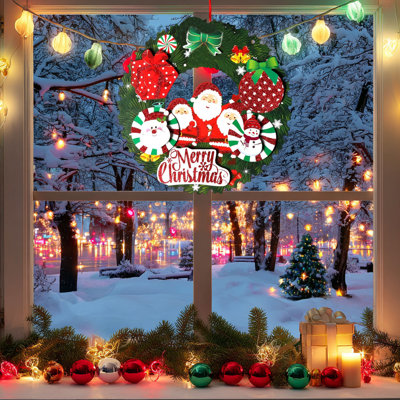 Christmas Three-dimensional Paper Rattan Flower Wreath Door Hanging Shopping Mall Hotel Window Decoration Elderly Pendant Scene Decoration Props