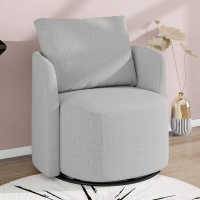 Fauteuil demi-tonneau avec accoudoirs 29,9 po, fauteuil pivotant à 360 ° et canapé rembourré simple avec dossier courbé