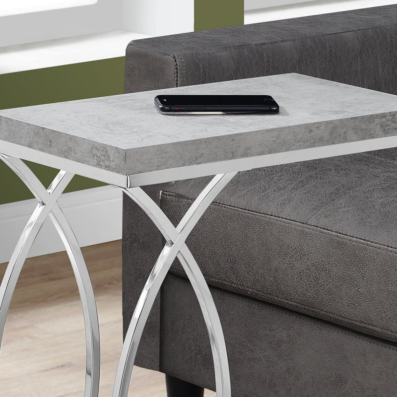 Table d'appoint décorative en forme de C, côté collation, salon, chambre à coucher, métal, contemporain, moderne, Gris