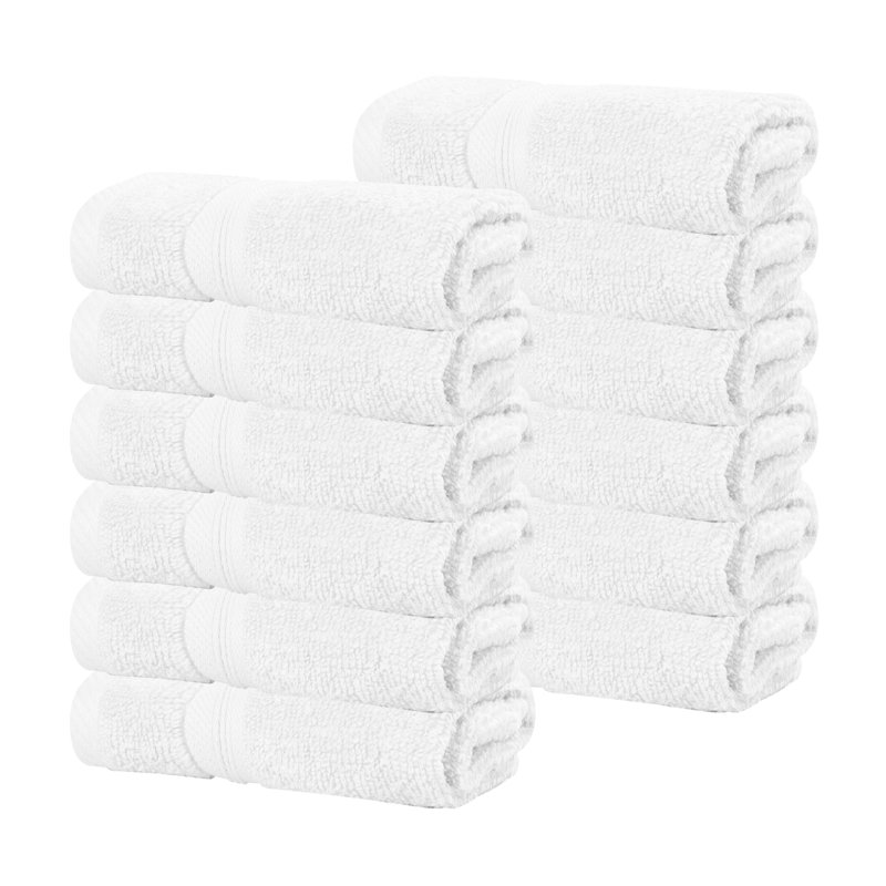 Smart Dry Zero Twist 100% Cotton Medium Weight Face Towels, White