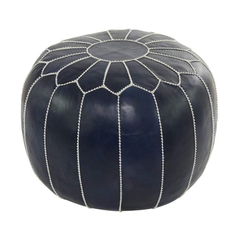 Pouf Innis Cole, Cuir bleu foncé assorti