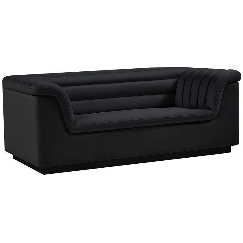 Hoskie 72'' Velvet Loveseat, Black Velvet