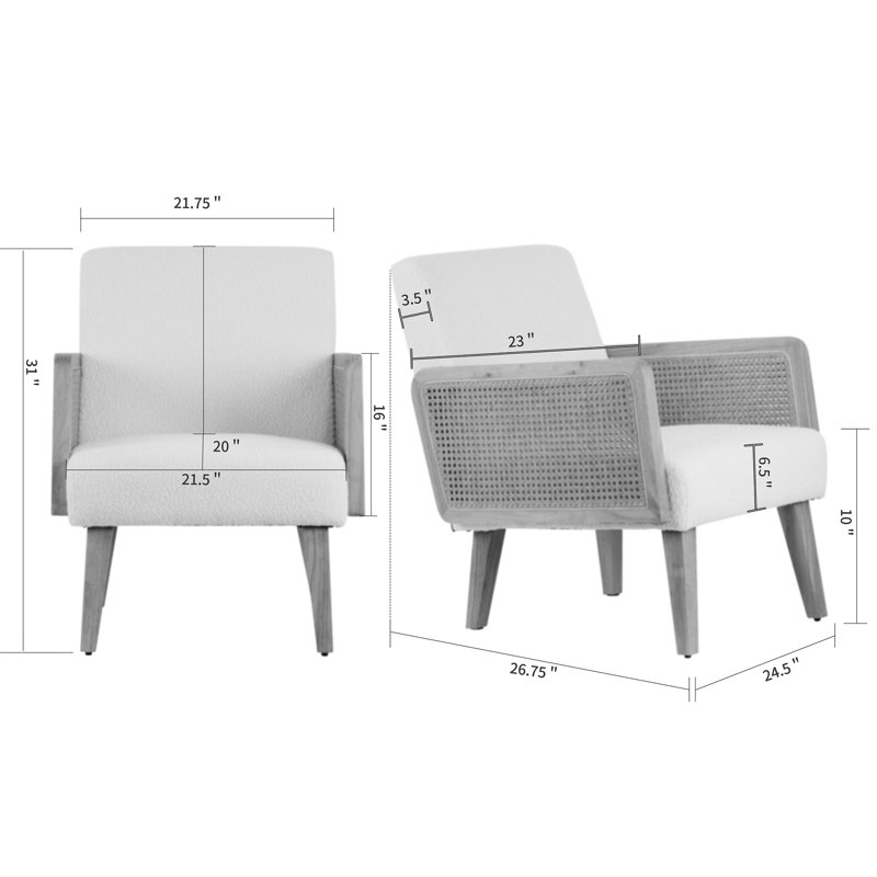 Largeur de 24,5 po Kennsley, Mélange de polyester blanc