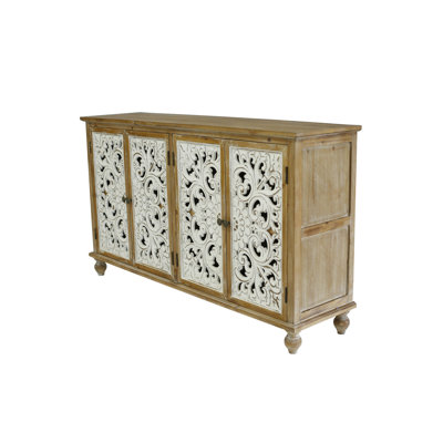 Buffet décoratif moderne - rangement 4 portes avec portes en bois. Look vieilli, pour le vestibule de décoration de salon. Finition peinte, patinée, élégante