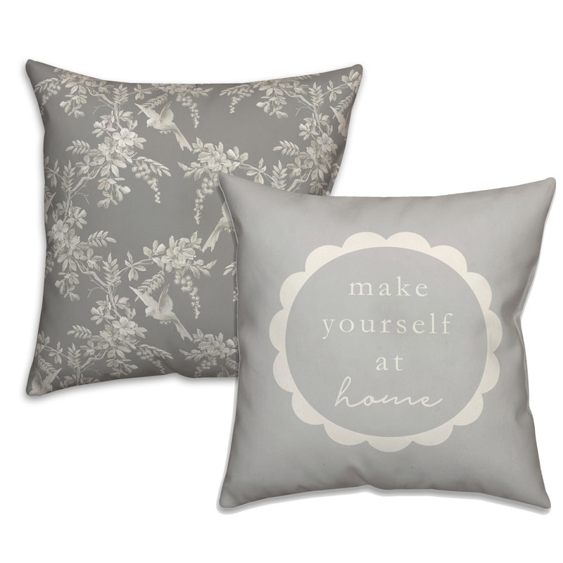 Housse de coussin oiseaux et feuilles - ensemble de 2