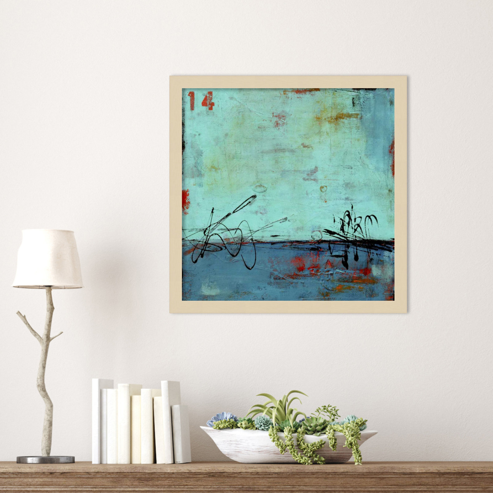 Blue Bay Marina II by Mauro Wood Framed Wall Art Print, Brown, 17" H x 17" W