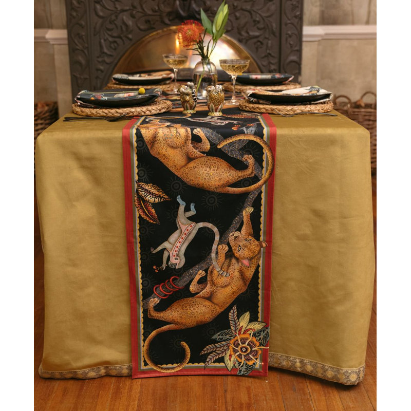 Monkey Tales Table Runner - Cotton, 138" L, Night