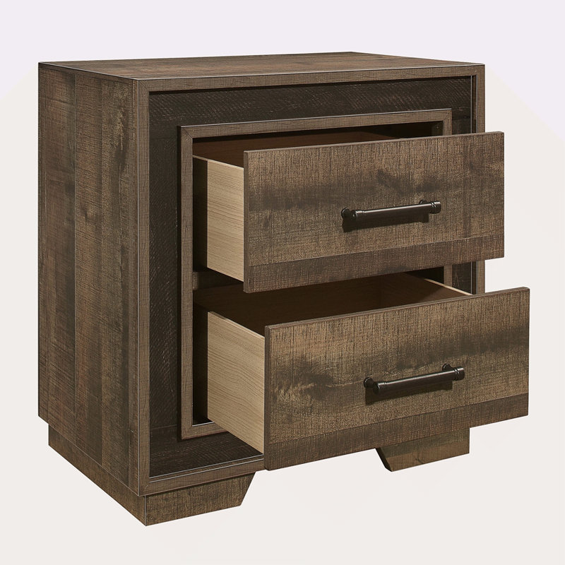 Table de chevet rustique en simili bois à deux tons avec table de chevet 1 pièce Rustic Style