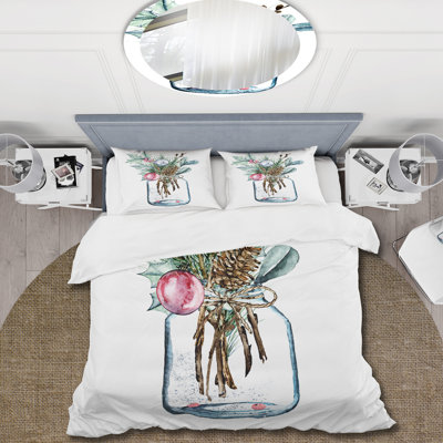 Green/White Microfiber Duvet Cover Set
