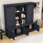Arbre d'entrée élégant en bois avec portes coulissantes, tablettes de rangement et armoire-1516831407