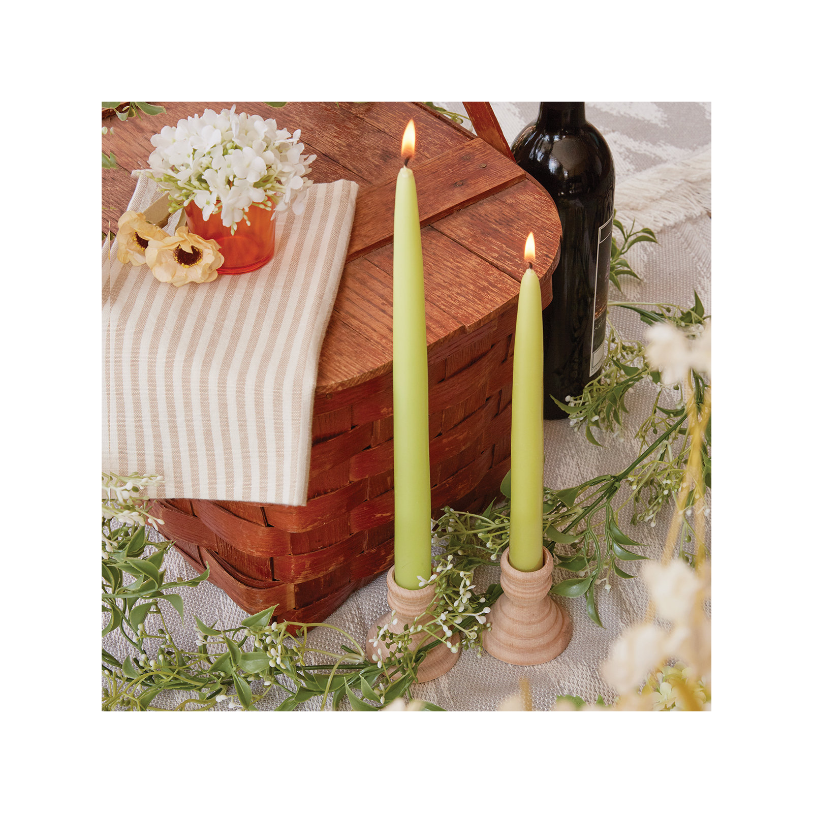 12 Piece Unscented Taper Candle Set, Willow, 9" H x 0.88" W x 0.88" D