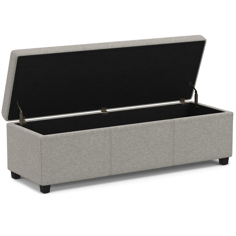 Avalon 54"W Upholstered Storage Ottoman Bench with Interior Storage and Safety Hinges, Cloud Gray