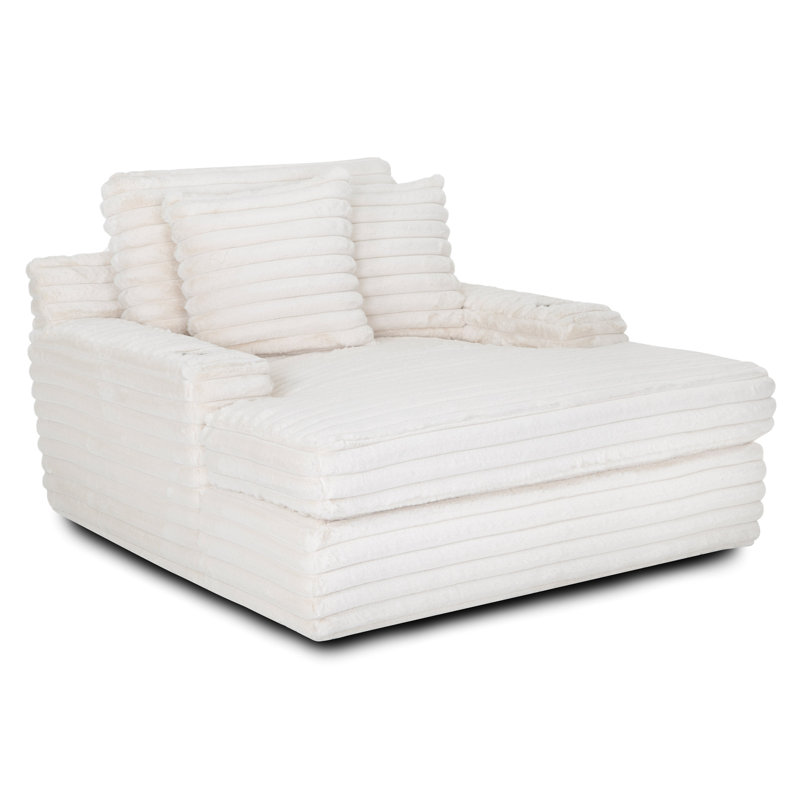 Chaise longue Alhertine avec porte-gobelets, Crème