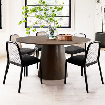 Solid Walnut Wood Round Pedestal Dining Table