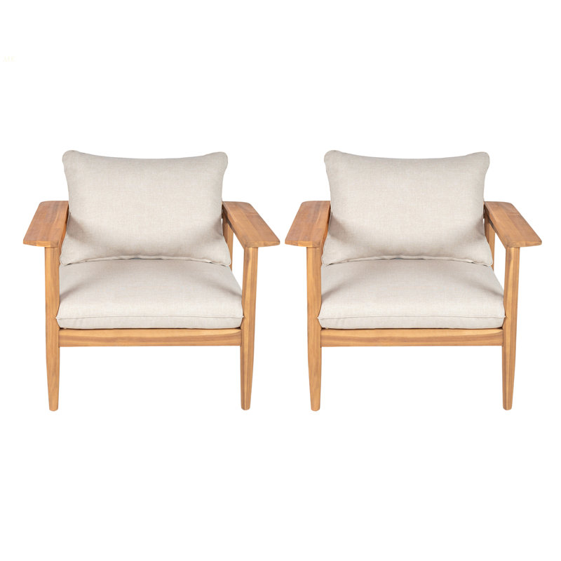 Terassi Outdoor Acacia Wood Lounge Chair, Set Of 2