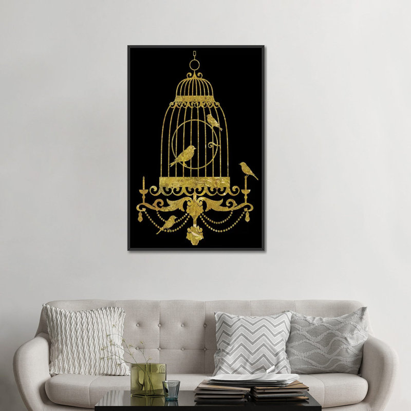 « deckled gold ii », reproduction d’impression sur toile, H 26 po x l 18 po x P 1,5 po, Toile avec cadre noir, Pas de tapis
