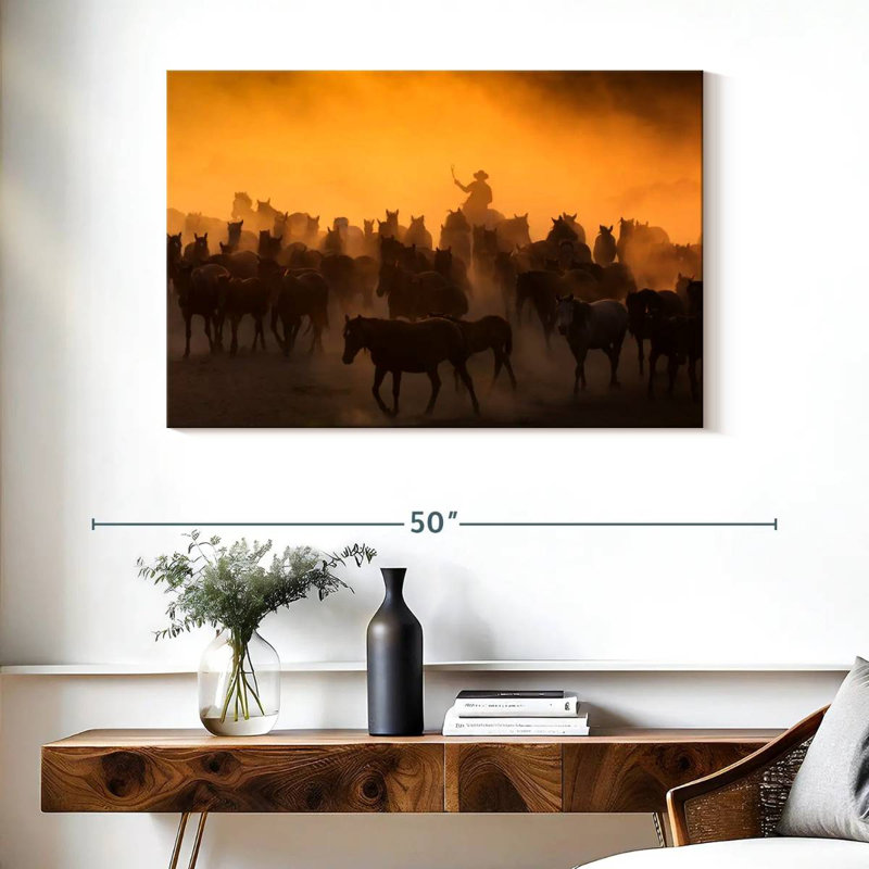 Lelar Herding Horses, 26" H x 39" W