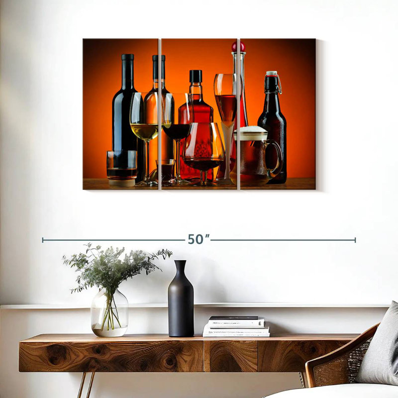 Yarlin Glasses Of Alcohol, 24" H x 38" W